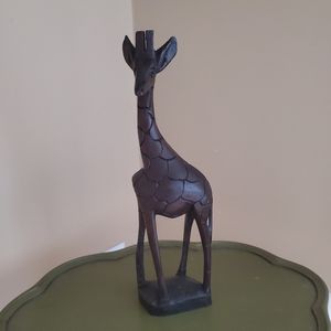 11" Hand Carved Brown Wooden Giraffe Decor Accents Africa
